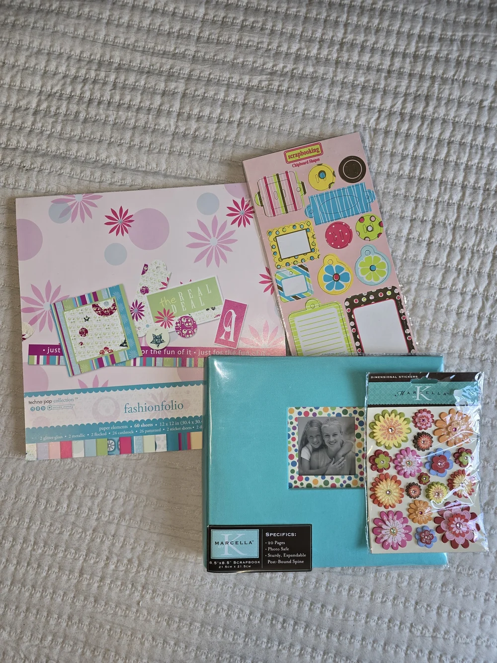 Scrapbooking Bundle~Marcella Book~Fashionfolio Papers~3D Floral Stickers~